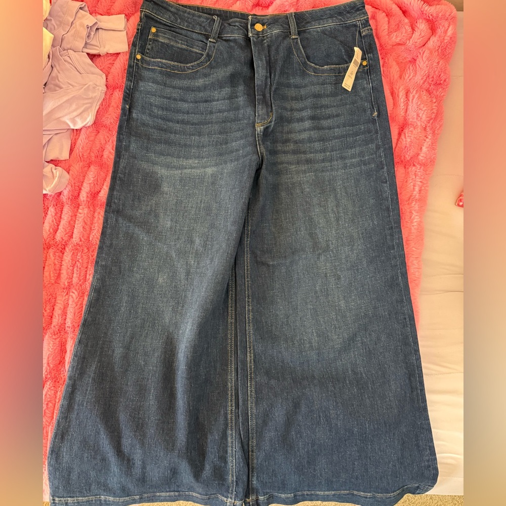 Maeve Indigo Wide Leg Flare Jeans